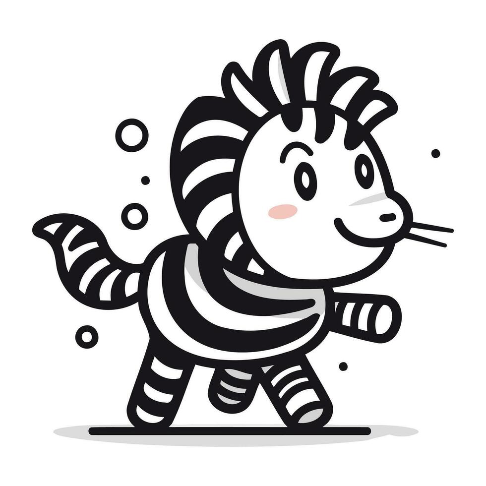 zebra tekenfilm karakter vector illustratie. schattig tekenfilm zebra karakter.