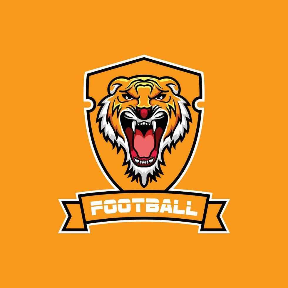 tijger Amerikaans voetbal logo met schild vector