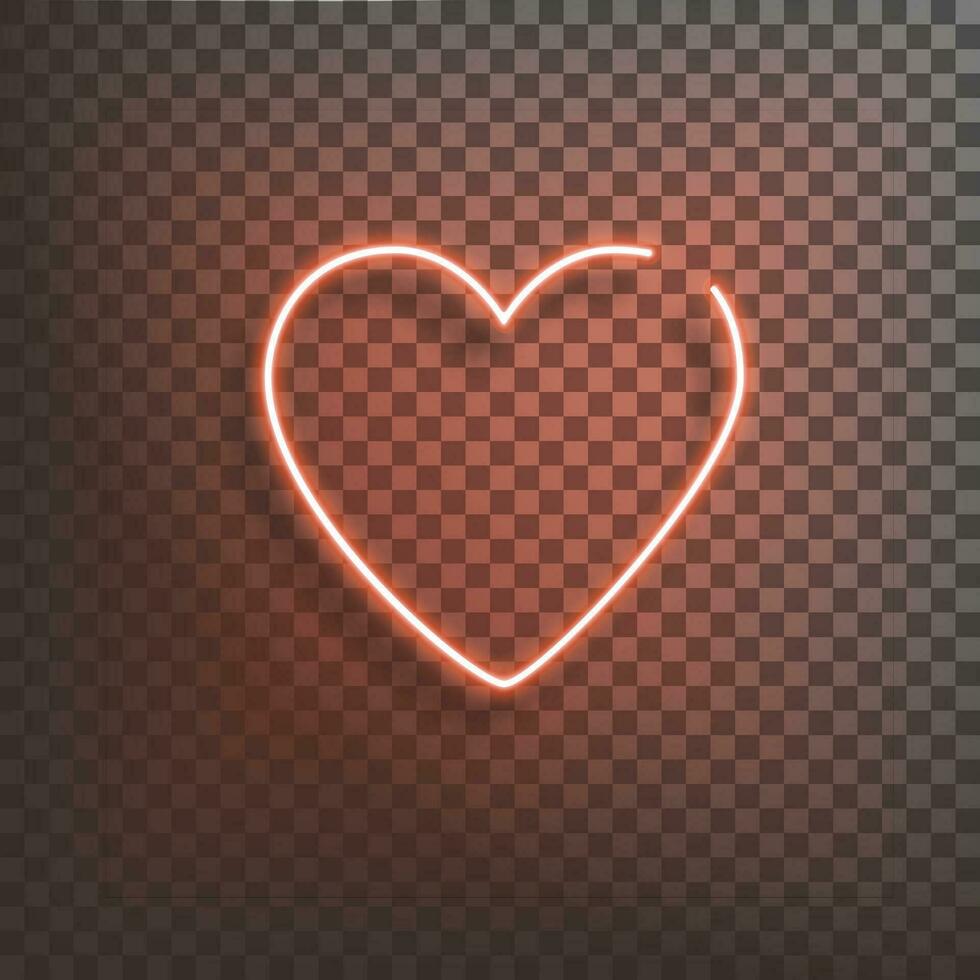 neon hart. een helder rood teken. element van ontwerp voor een gelukkig Valentijnsdag dag. vector