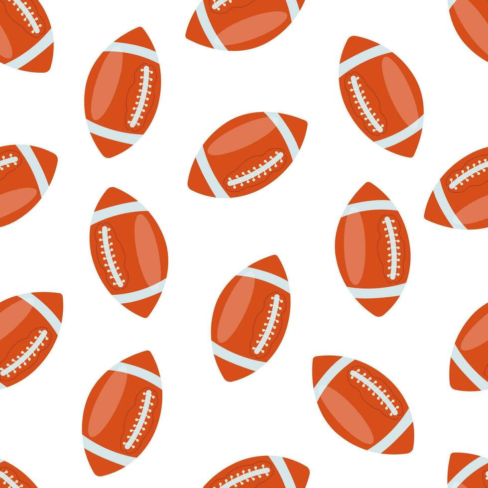 naadloos patroon met Amerikaans Amerikaans voetbal ballen in vlak stijl Aan een wit achtergrond. illustratie kunst voor toernooi illustratie en sport apps. vector