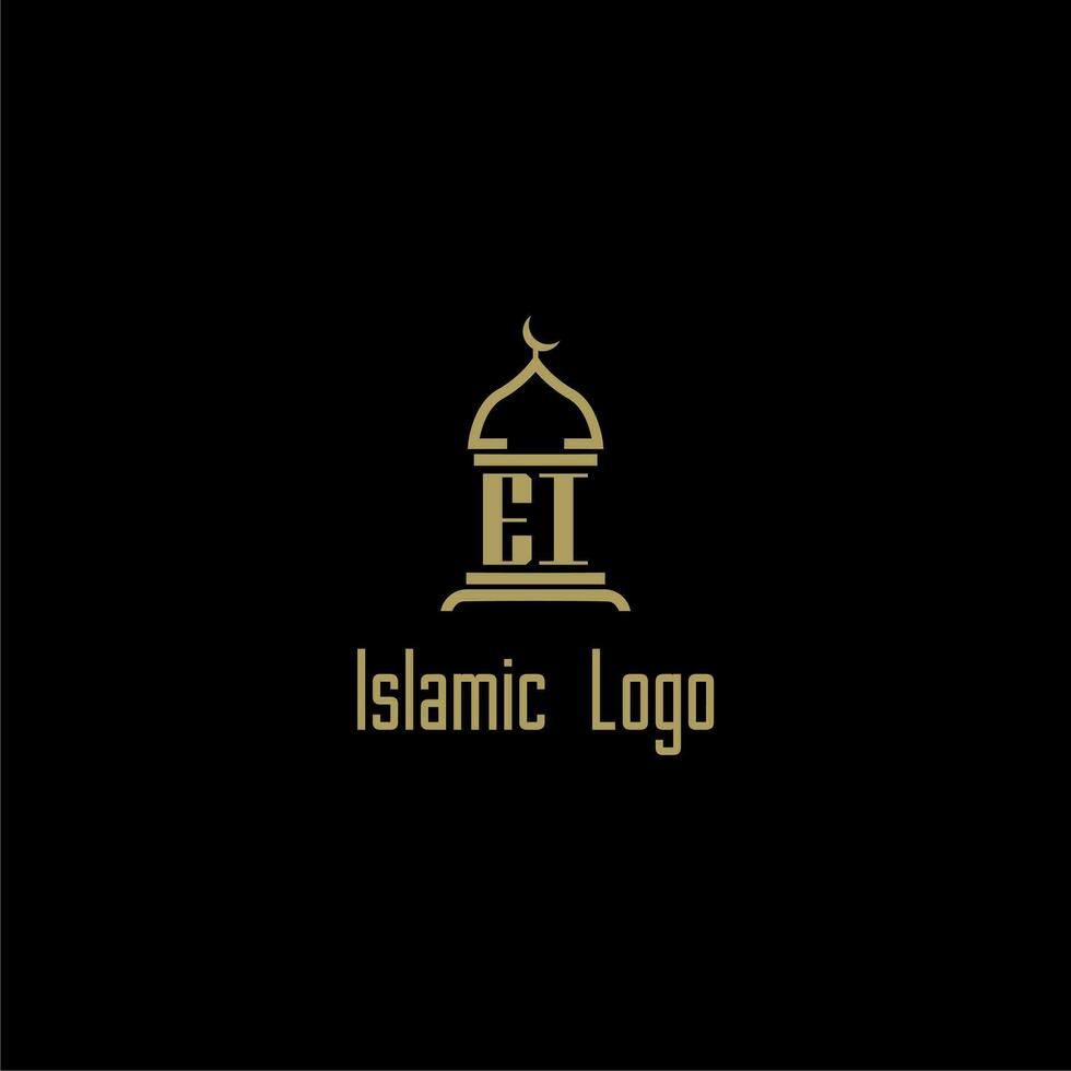 ei eerste monogram voor Islamitisch logo met moskee icoon ontwerp vector