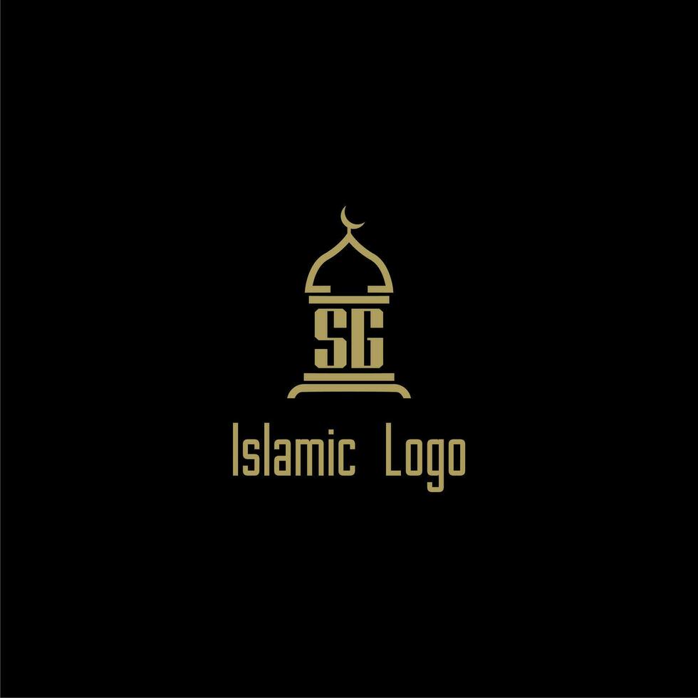 sg eerste monogram voor Islamitisch logo met moskee icoon ontwerp vector