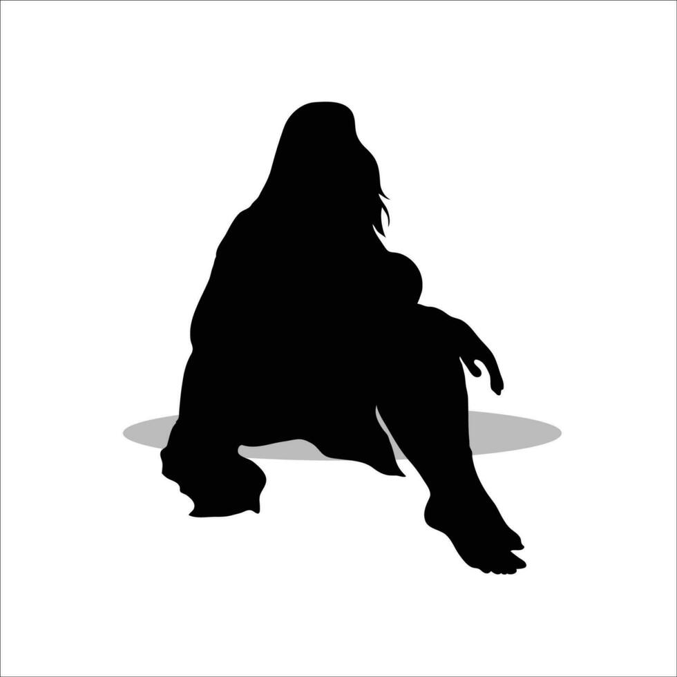 meisje zittend silhouet vector