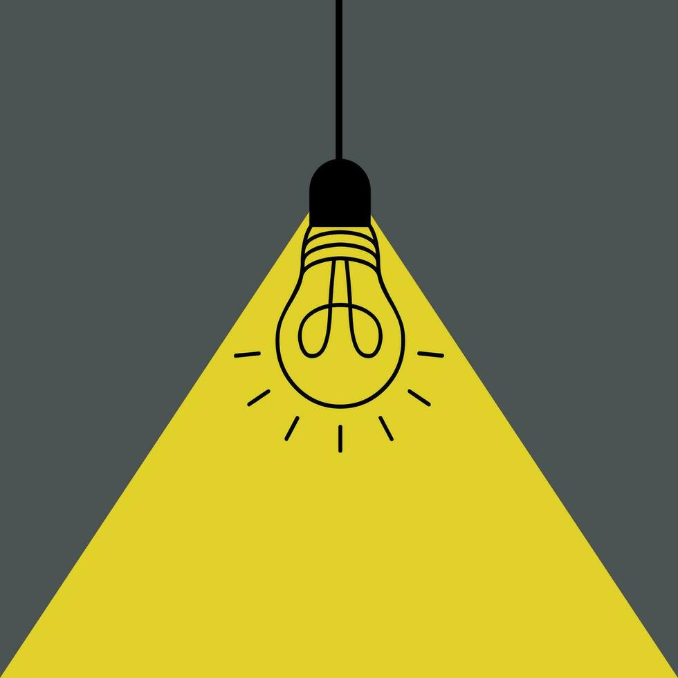 creatief licht lamp getrokken door hand. concept van innovatie, uitvinding, idee vector. vector