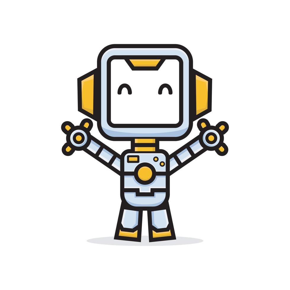 schattige karakters vriendelijke robot zwaaiende hand vector