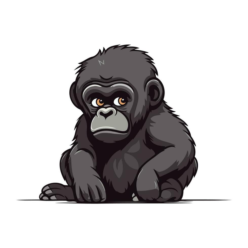 gorilla zittend Aan een wit achtergrond. vector illustratie.