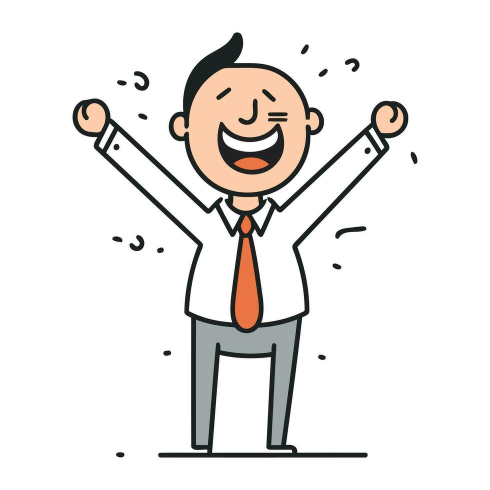 vector illustratie van gelukkig zakenman met handen omhoog in de lucht vieren succes