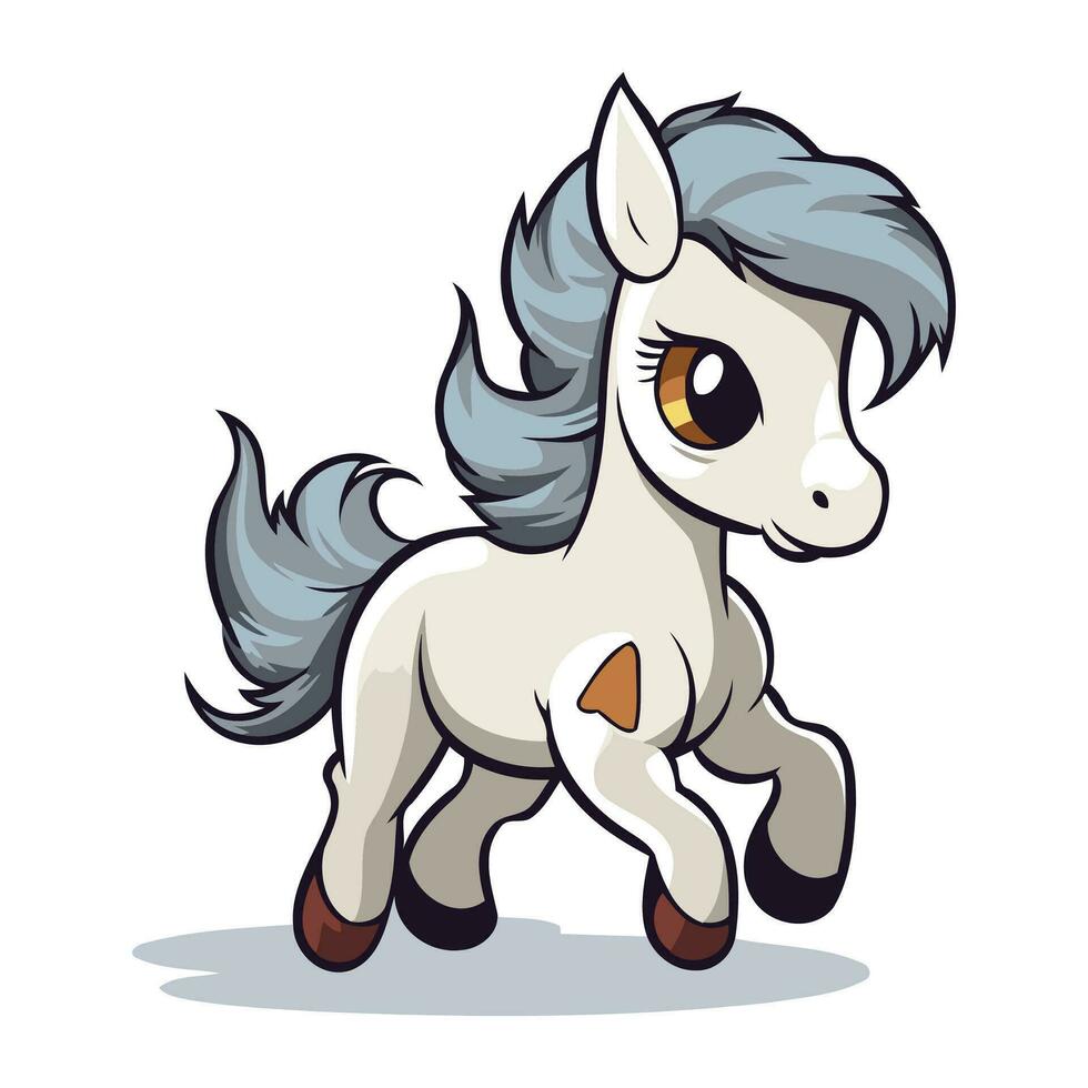 schattig tekenfilm pony geïsoleerd Aan een wit achtergrond. vector illustratie.