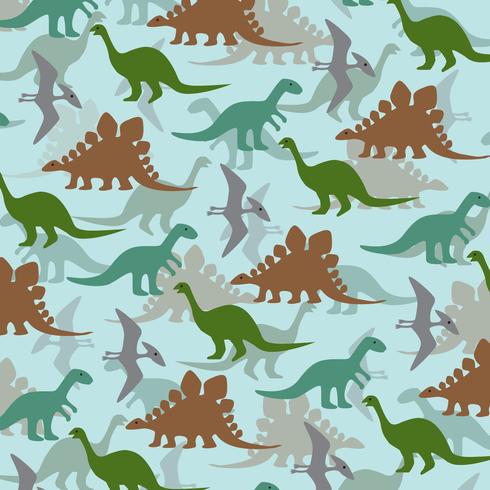 gelaagd dinosauruspatroon op blauwe achtergrond vector