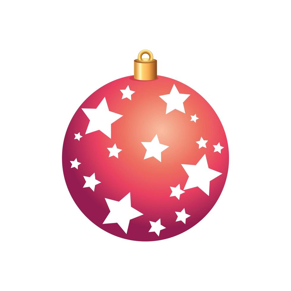 bal kerstmis met sterren decoratie geïsoleerd pictogram vector