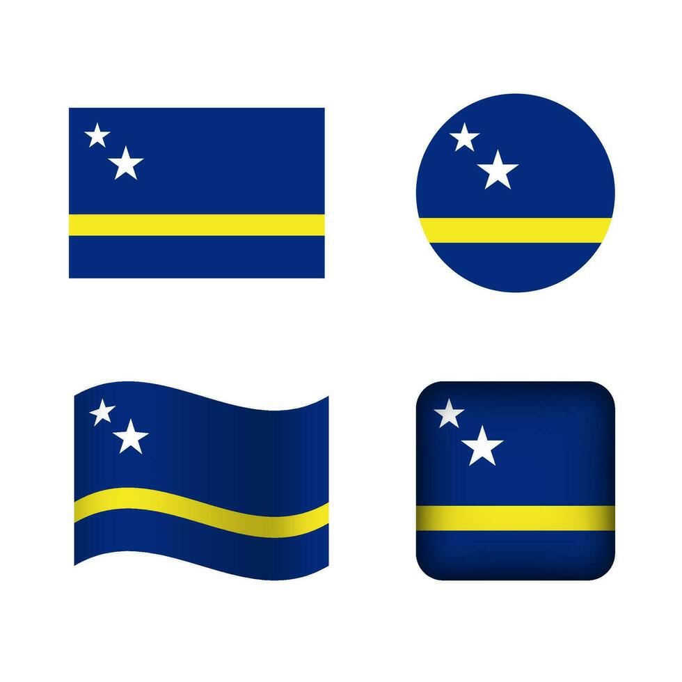 vector Curacao nationaal vlag pictogrammen reeks