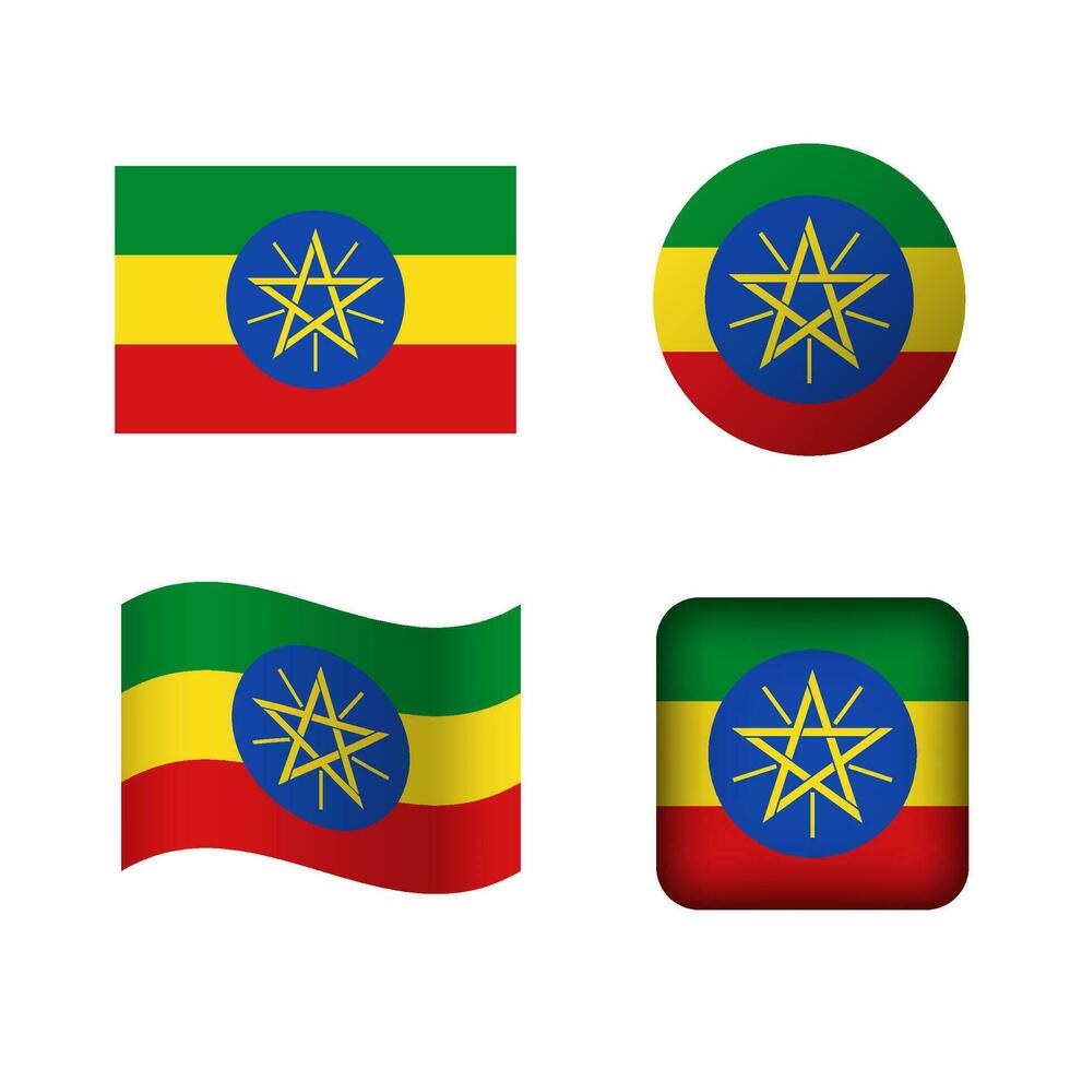 vector Ethiopië nationaal vlag pictogrammen reeks