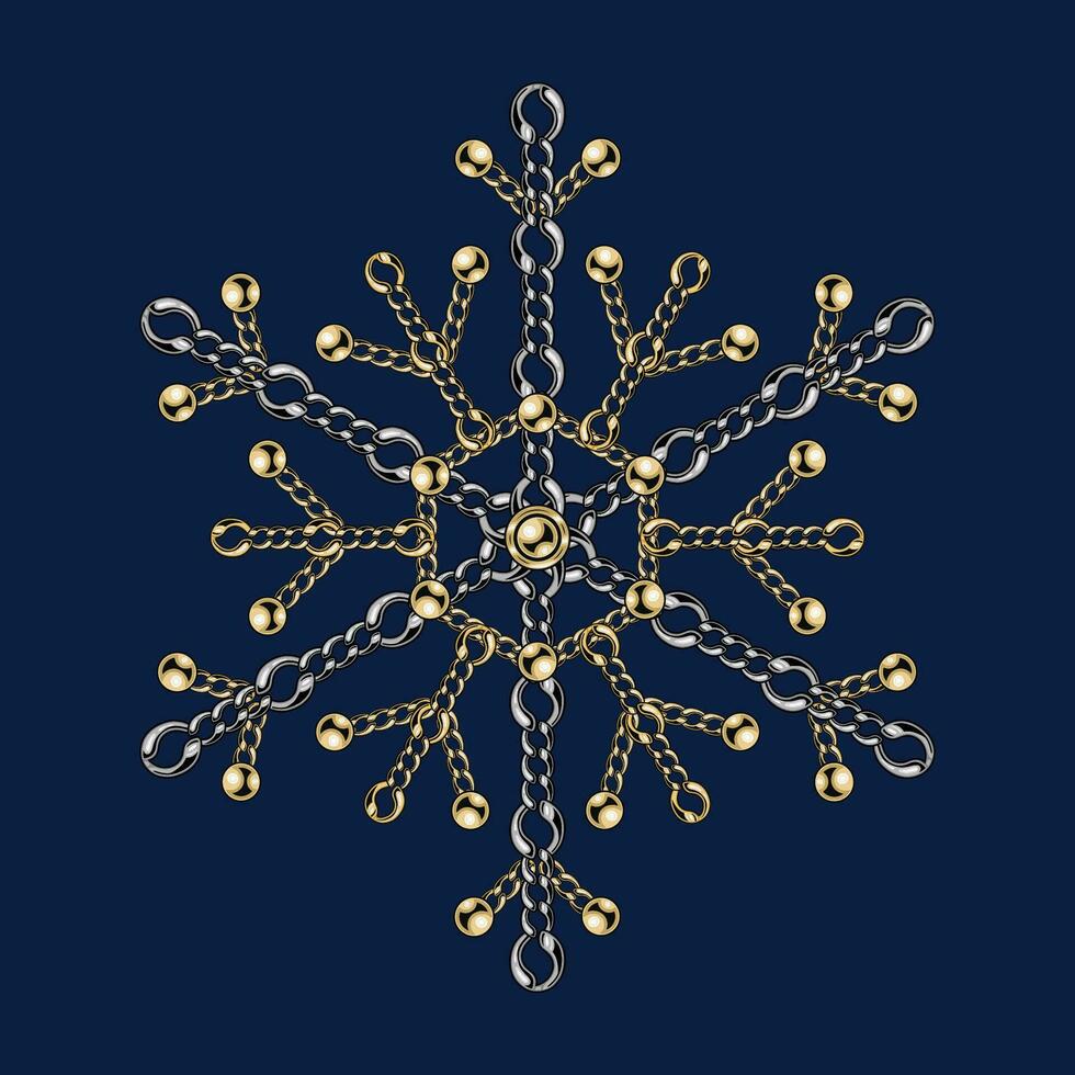 luxe sneeuwvlok gemaakt van sieraden goud kettingen vector