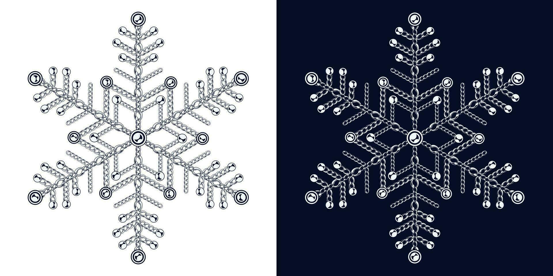 luxe monochroom sneeuwvlok gemaakt van sieraden kettingen vector