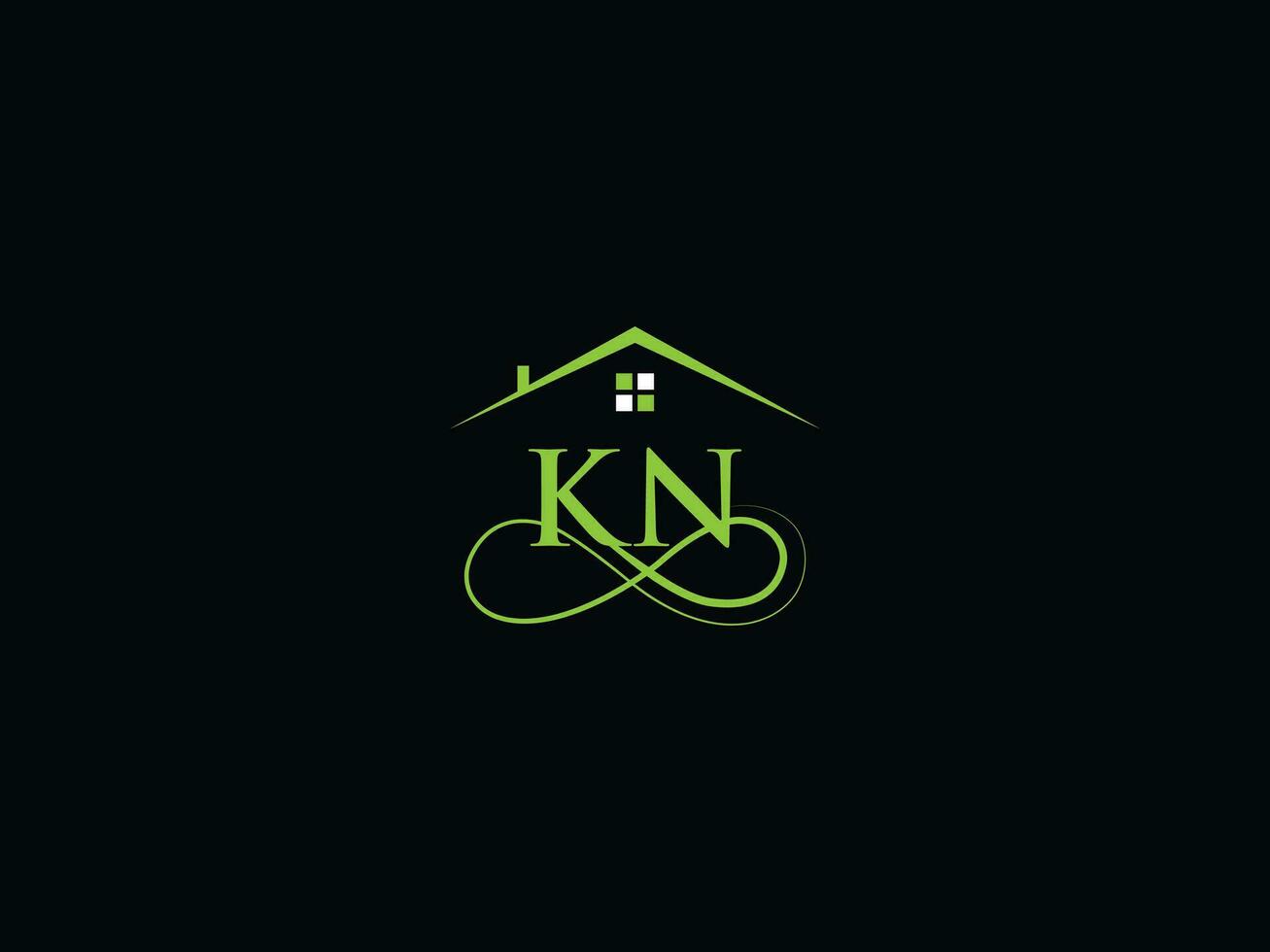 monogram kn gebouw logo icoon, echt landgoed kn logo brief ontwerp vector