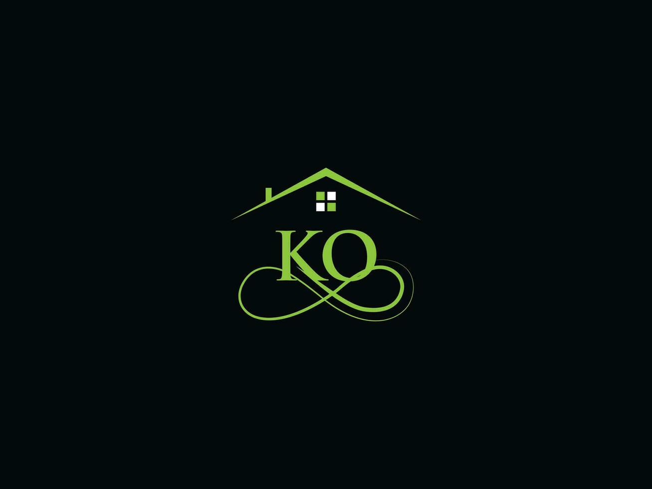 monogram ko gebouw logo icoon, echt landgoed ko logo brief ontwerp vector