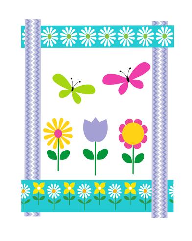 Paaskaart met bloemen en vlinders vector