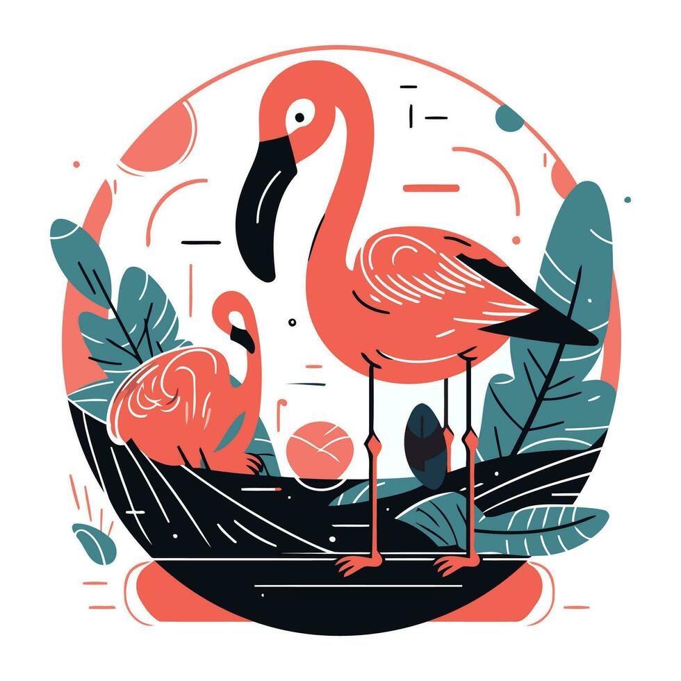 flamingo vector illustratie. flamingo in de wild natuur.