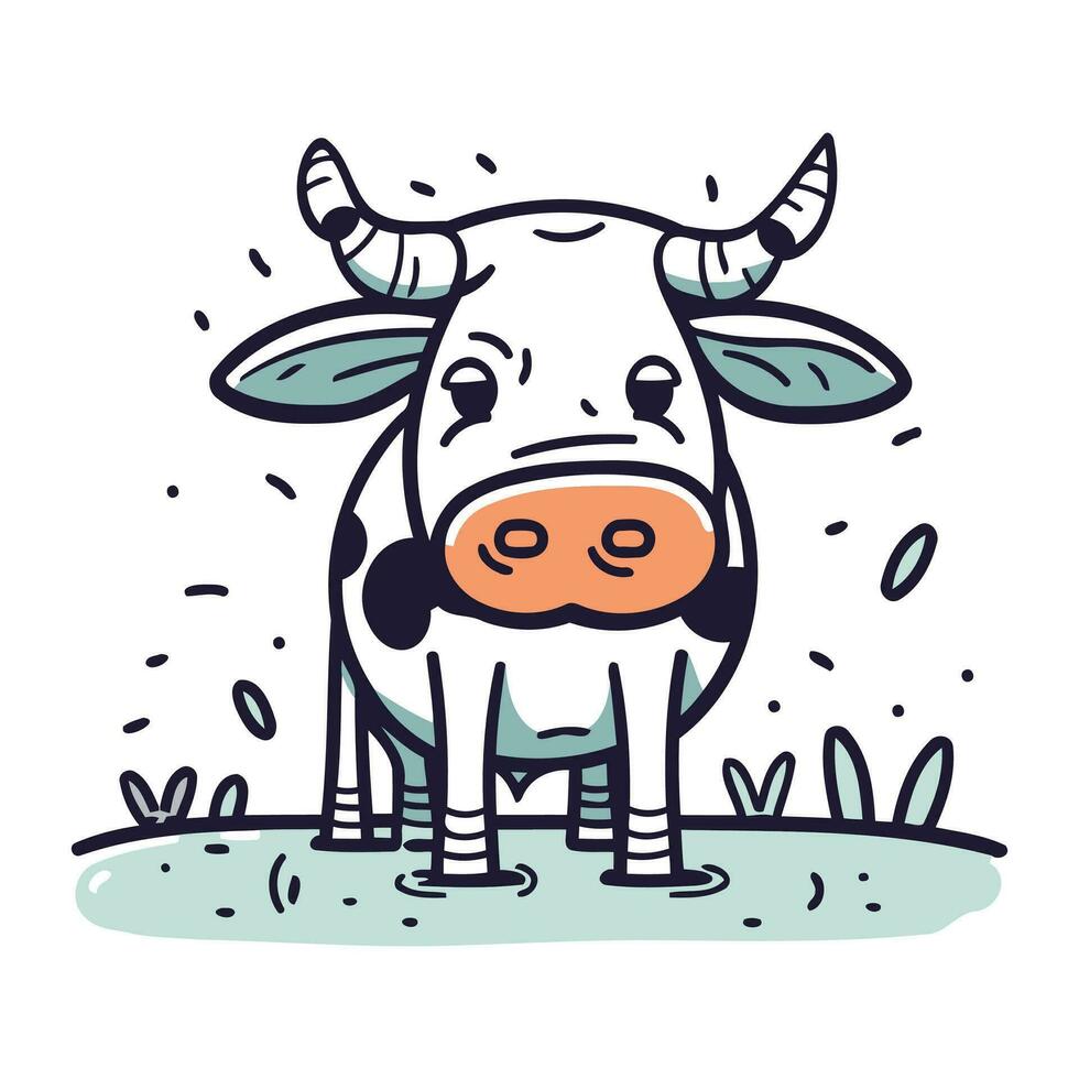 schattig tekenfilm koe. boerderij dier. vector illustratie in tekening stijl.