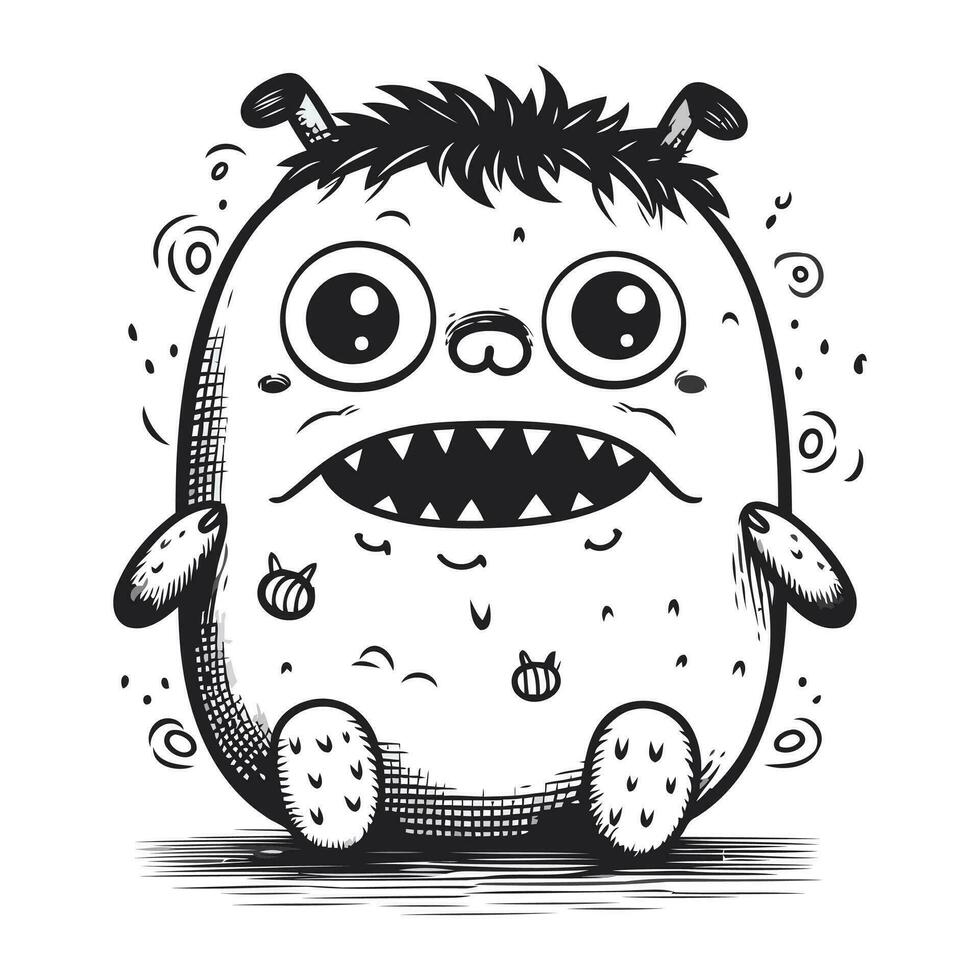 schattig tekenfilm monster. vector illustratie. geïsoleerd Aan wit achtergrond.