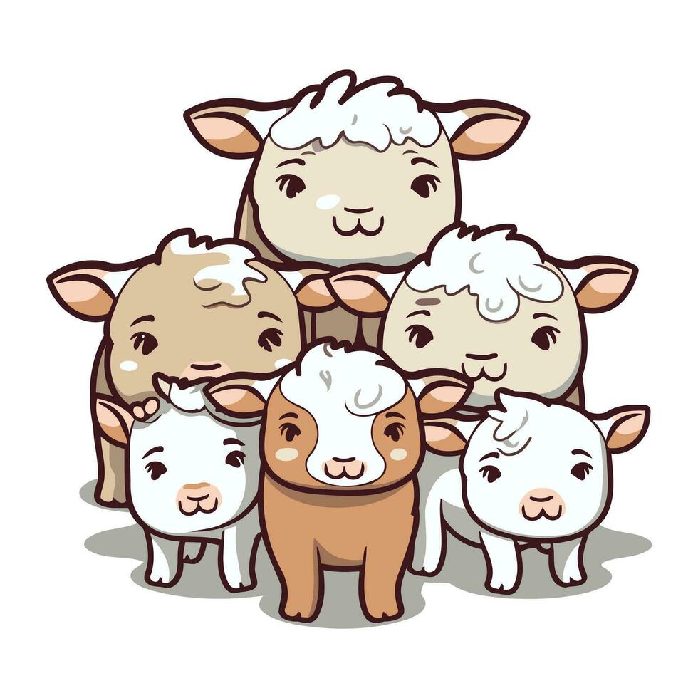 tekenfilm schapen. vector illustratie van een groep van schapen.