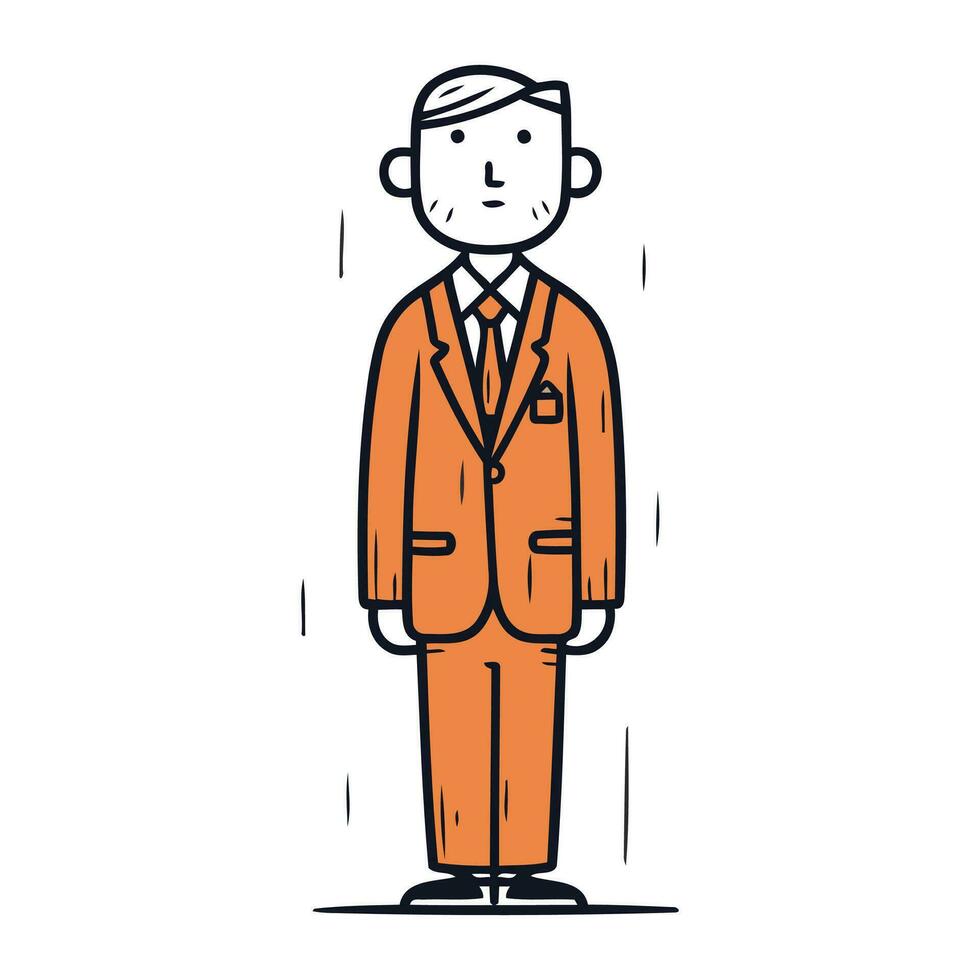 vector illustratie van een Mens in een oranje pak. tekenfilm karakter.
