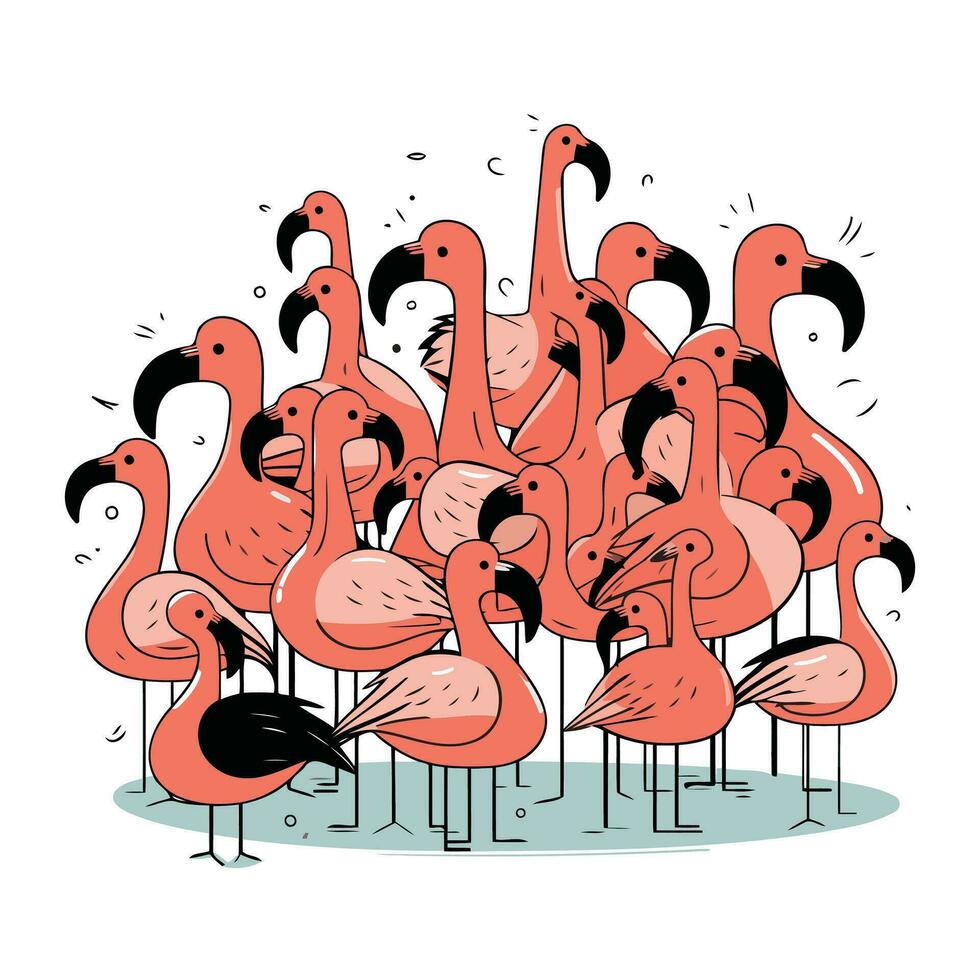 flamingo. vector illustratie van een groep van flamingo's.