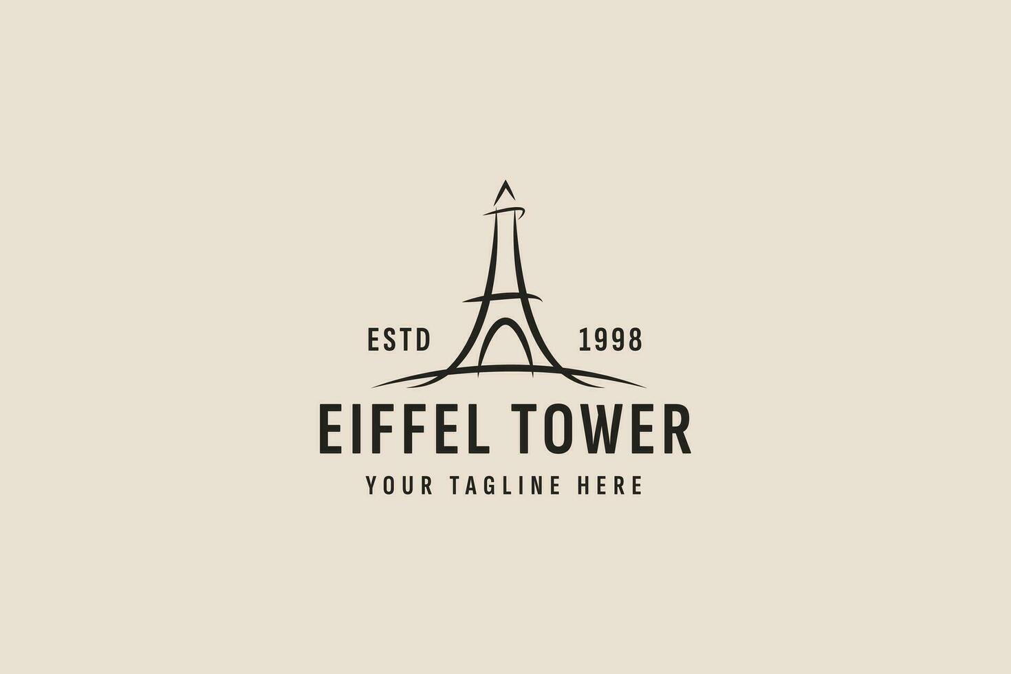 wijnoogst stijl eiffel toren logo vector icoon illustratie