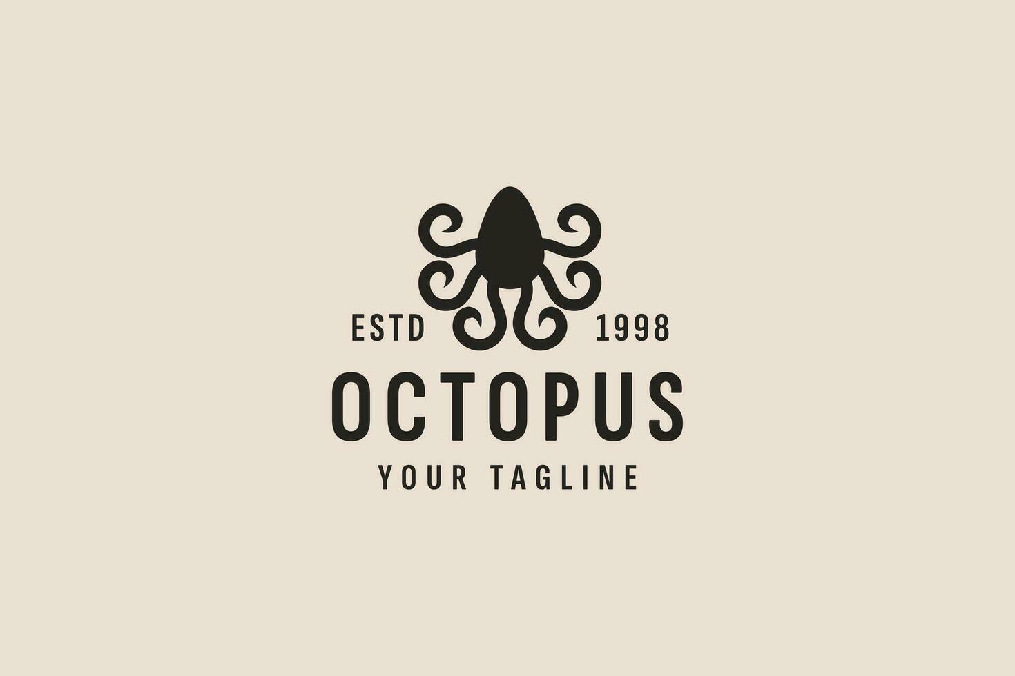 wijnoogst stijl Octopus logo vector icoon illustratie