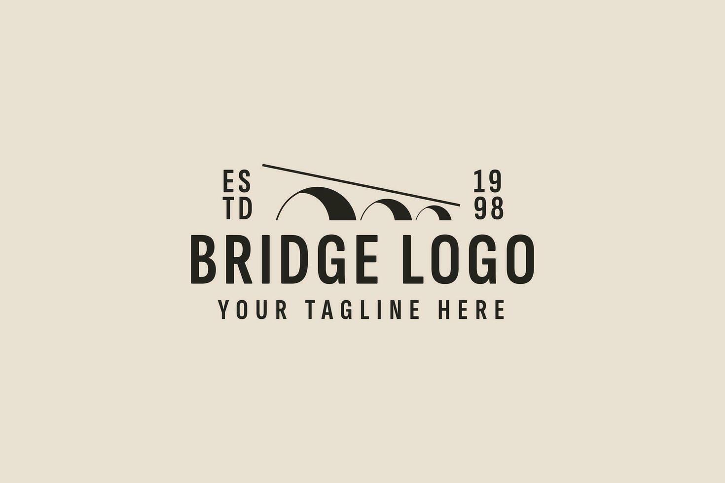 wijnoogst stijl brug logo vector icoon illustratie