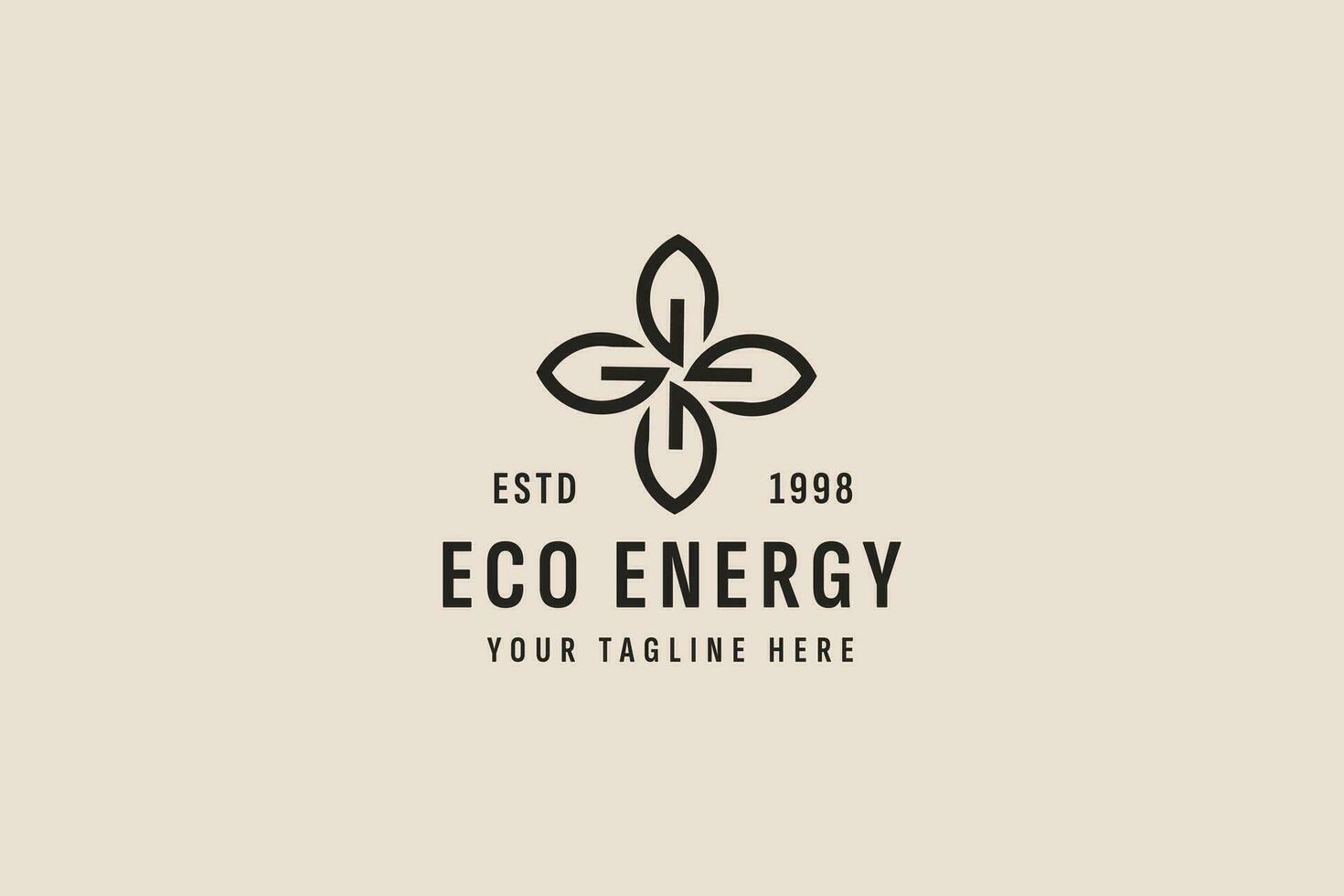 wijnoogst stijl eco vriendelijk energie logo vector icoon illustratie