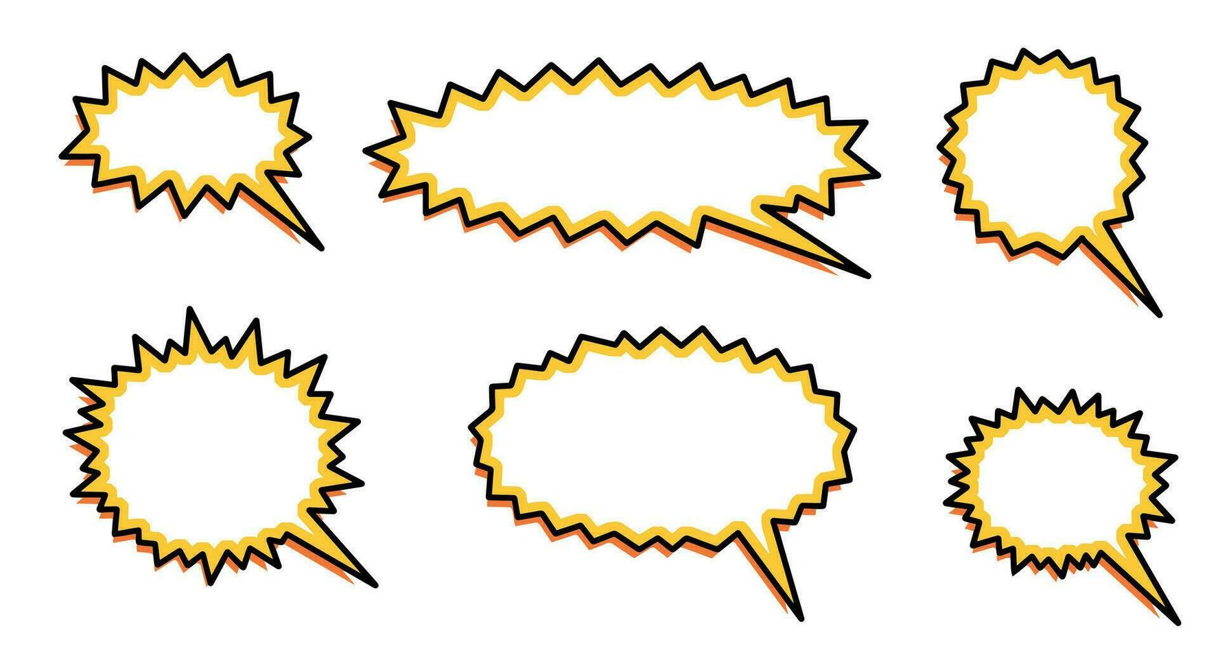 grappig toespraak bubbel illustratie. reeks van dialoog wolk. bericht en communicatie. tekenfilm praten ballon voor babbelen tekst. leeg schetsen element, tekening vorm vector