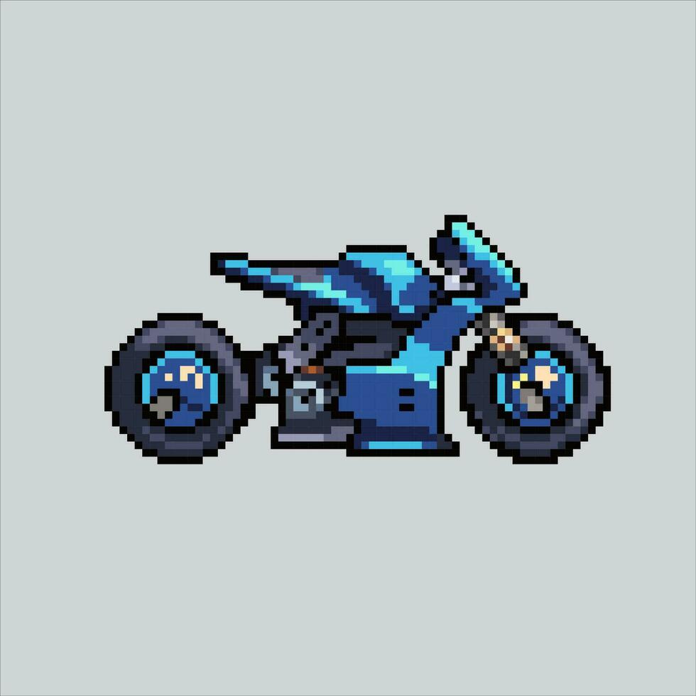 pixel kunst illustratie motorfiets. korrelig motorfiets. motorfiets voertuig korrelig voor de pixel kunst spel en icoon voor website en video spel. oud school- retro. vector