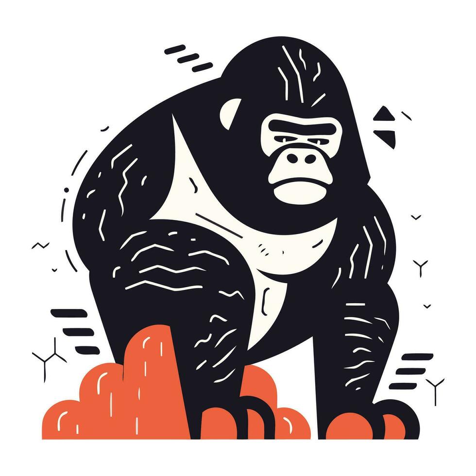 vector illustratie van een gorilla Aan een wit achtergrond. vlak stijl.