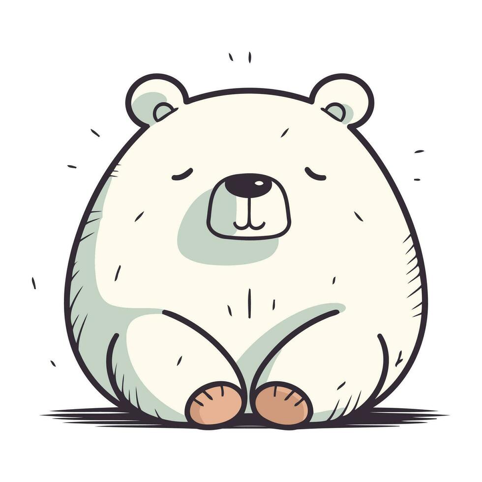 schattig tekenfilm polair beer zittend Aan de grond. vector illustratie.