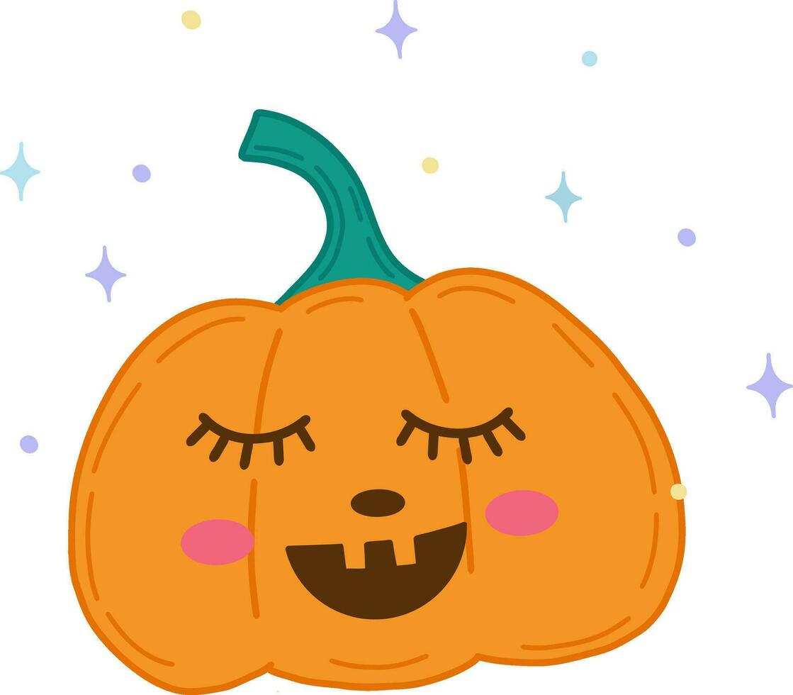 grappig pompoen voor halloween. vector illustratie van een pompoen met sterren gemarkeerd Aan een wit achtergrond. een uitnodiging naar een halloween feest.magie verzameling, symbool, talisman.