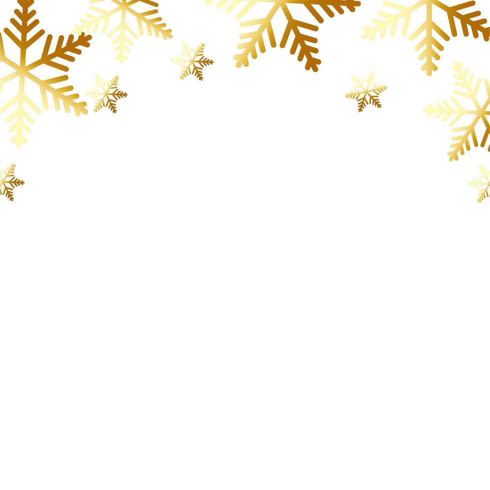 set van sneeuwvlok gouden kerst geïsoleerde icon vector