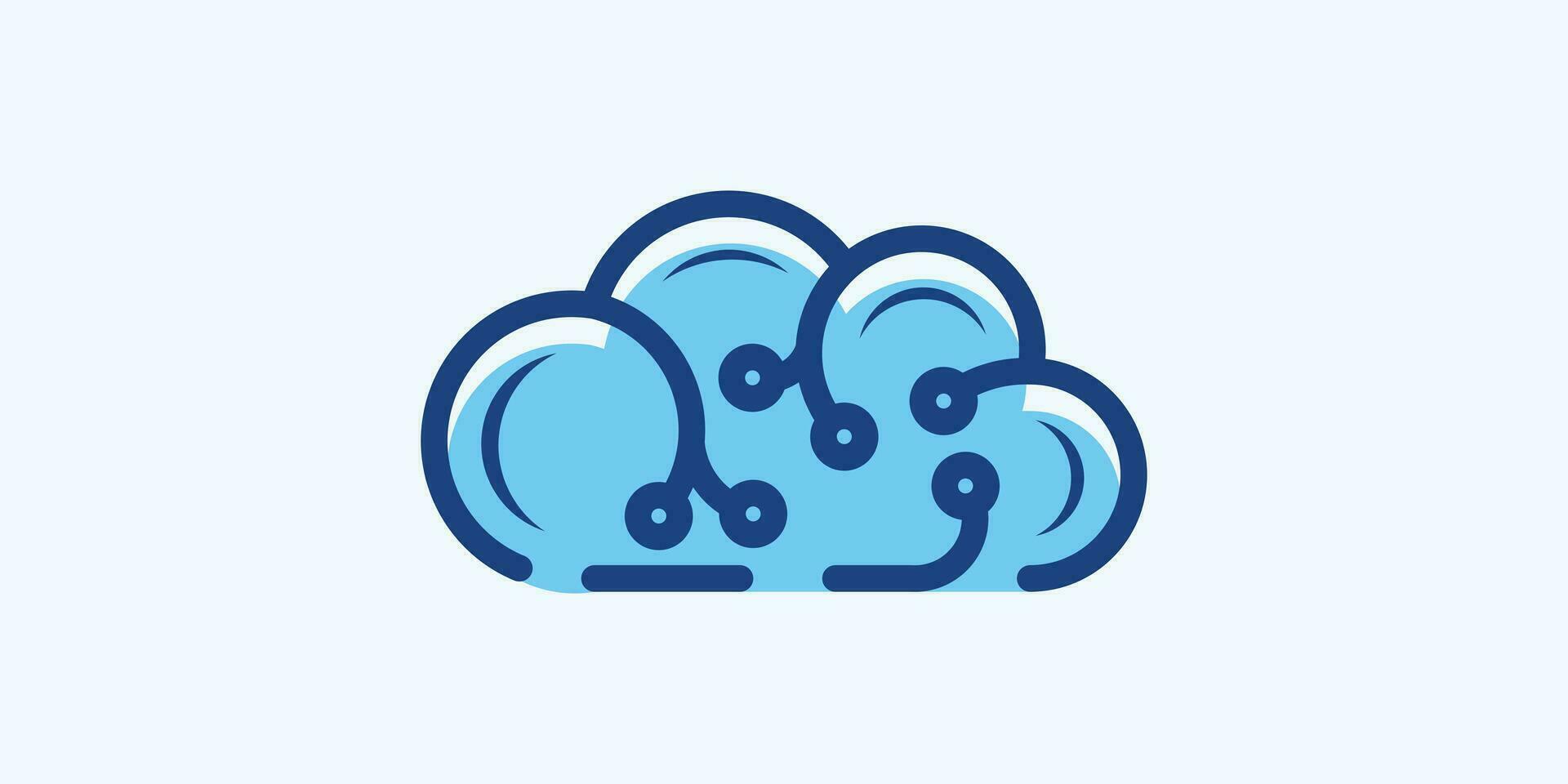 logo ontwerp combineren wolk vormen met netwerk technologie. vector