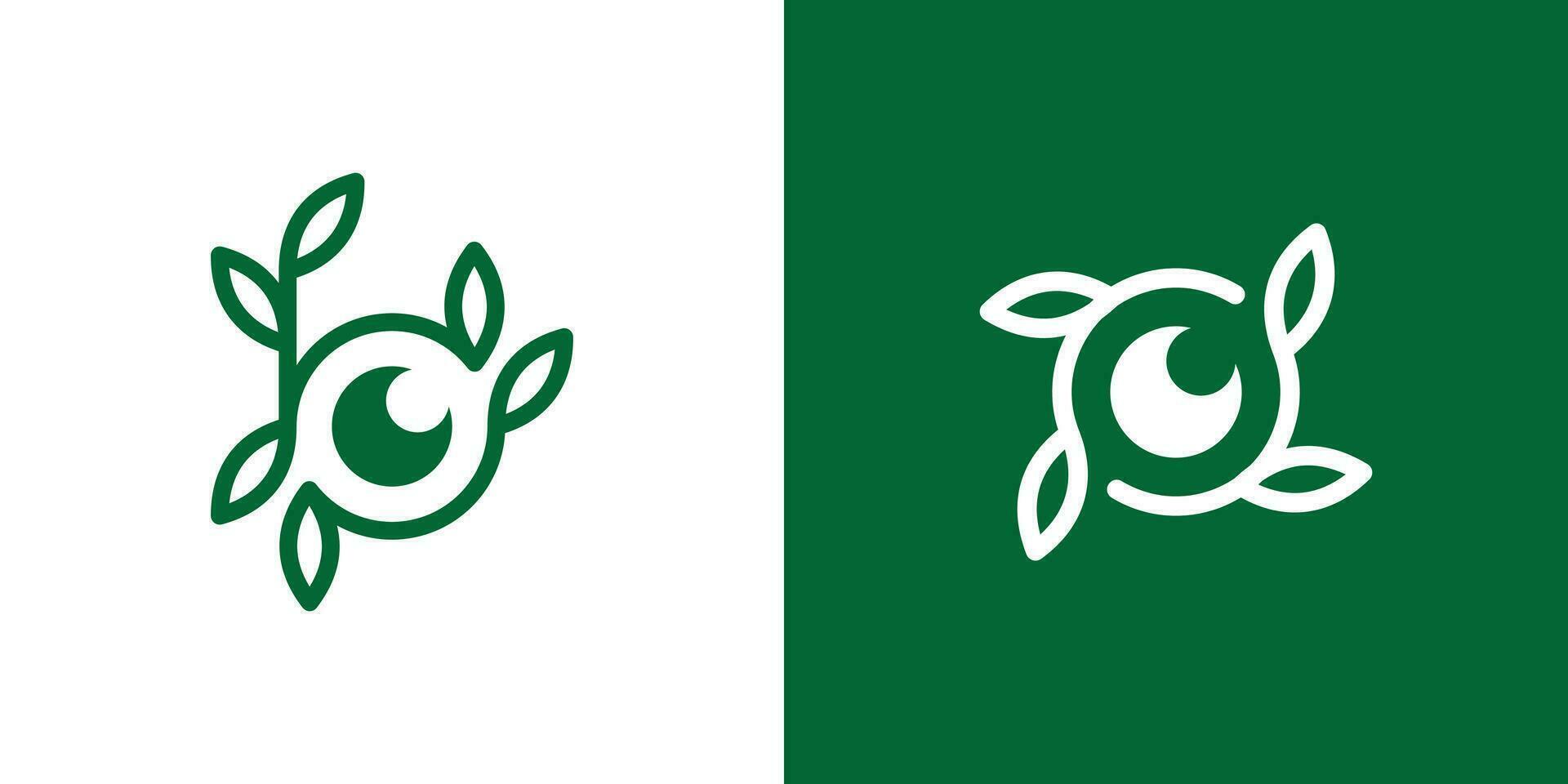 de logo combineert een lens vorm met planten gemaakt in een minimalistische lijn stijl. vector