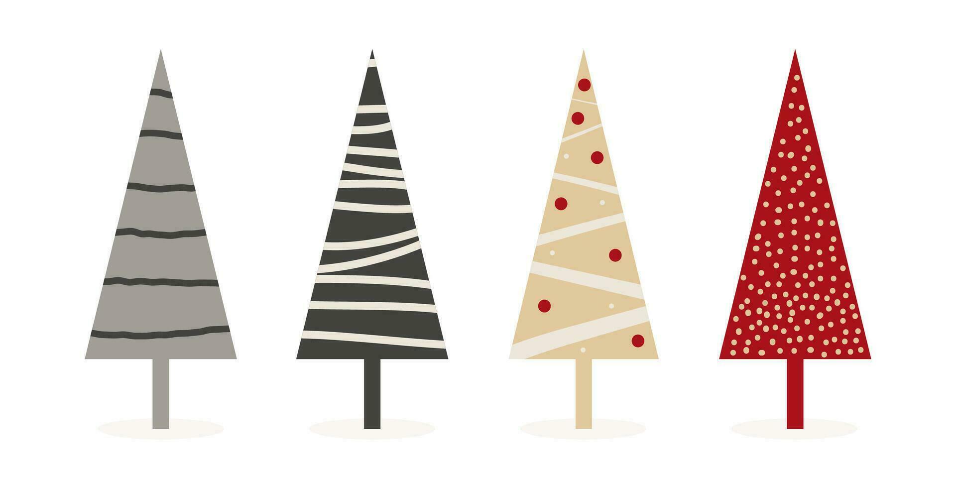 verzameling van hand- getrokken vlak Kerstmis bomen. vector illustratie.