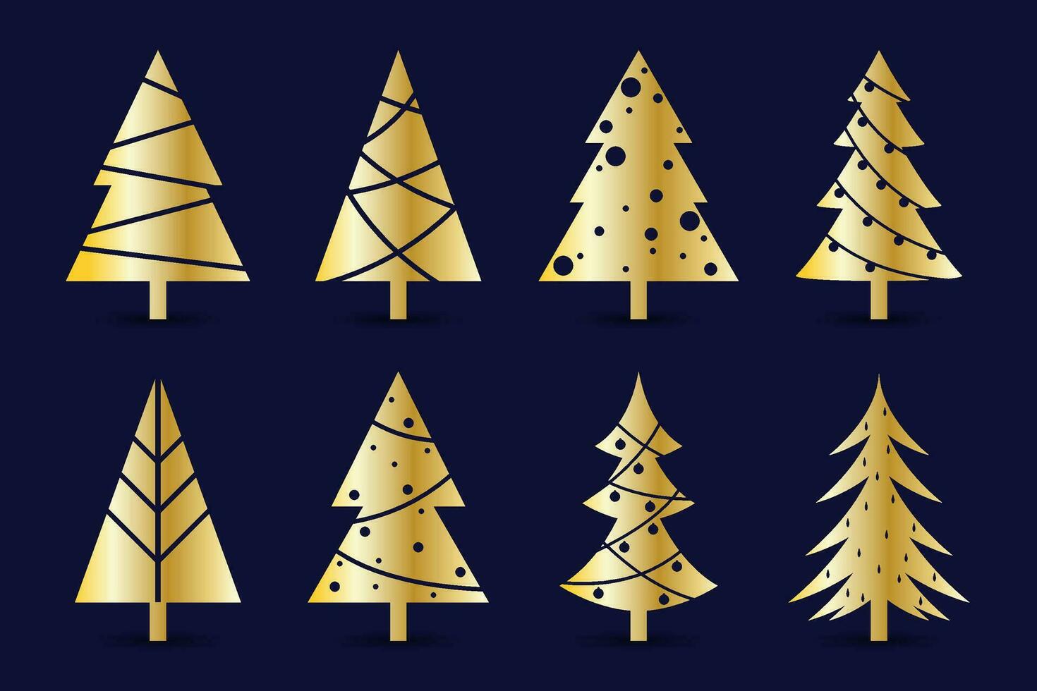 verzameling van hand- getrokken vlak Kerstmis bomen. vector illustratie.
