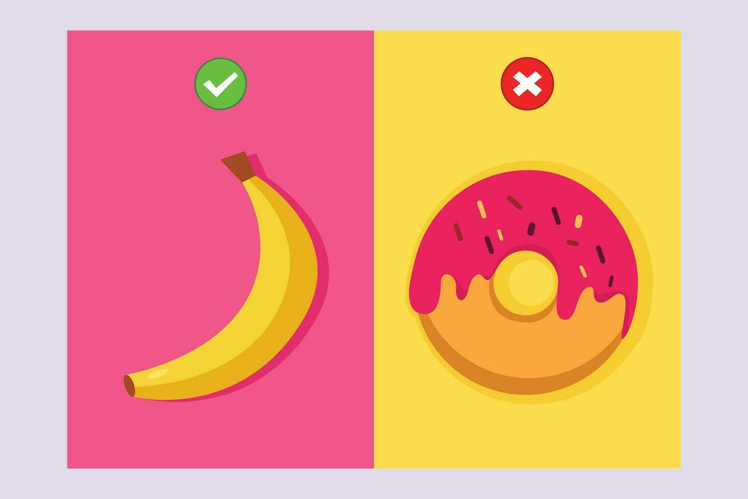 gezond vs ongezond voedsel. voedsel voeding concept. gekleurde vlak vector illustratie geïsoleerd.