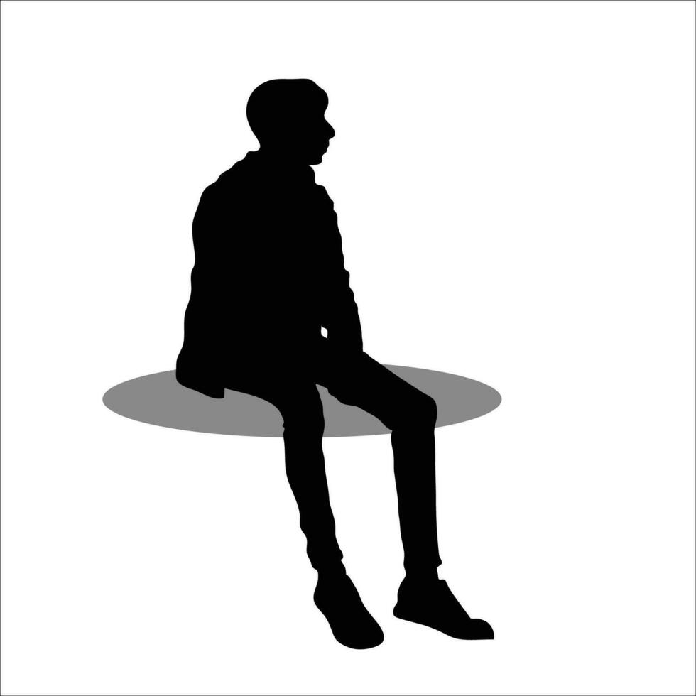 mannen zittend silhouete vector