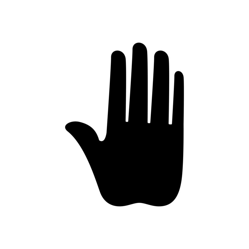 silhouet van hand stop geïsoleerd pictogram vector