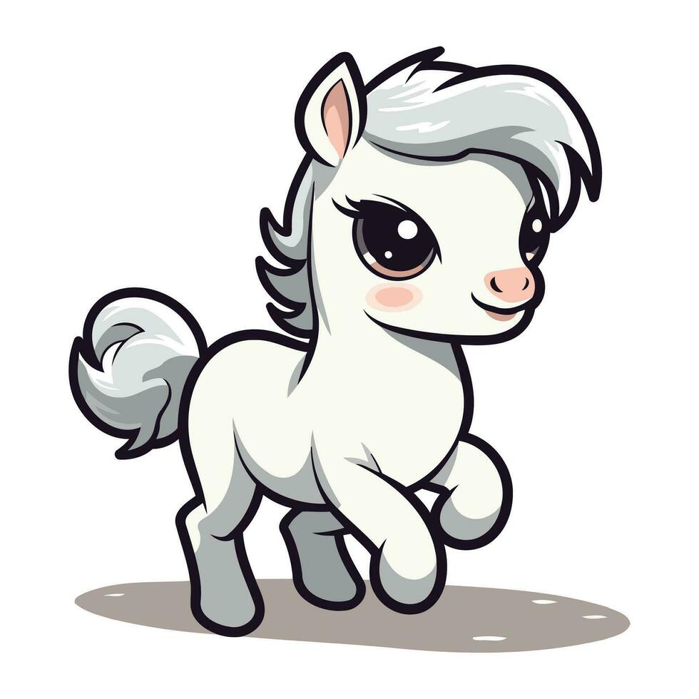 schattig weinig wit pony geïsoleerd Aan wit achtergrond. vector illustratie.