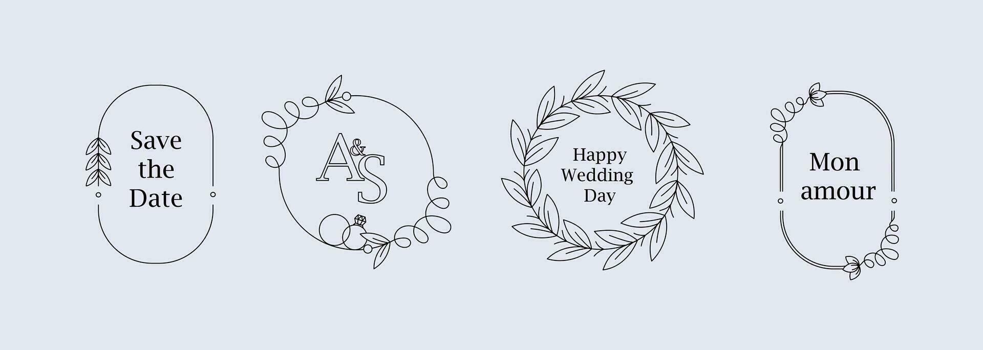 hand- getrokken vector kaders voor bruiloft ontwerp. tekening ontwerp elementen.