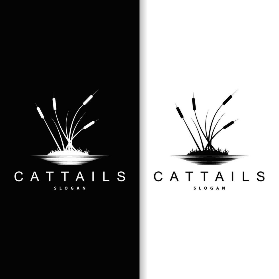 kreek en cattail rivier- logo, gemakkelijk minimalistische gras ontwerp voor bedrijf merk vector