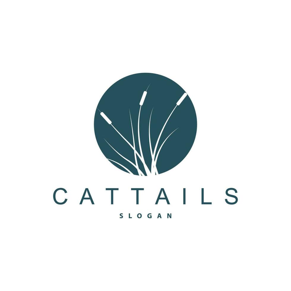 kreek en cattail rivier- logo, gemakkelijk minimalistische gras ontwerp voor bedrijf merk vector