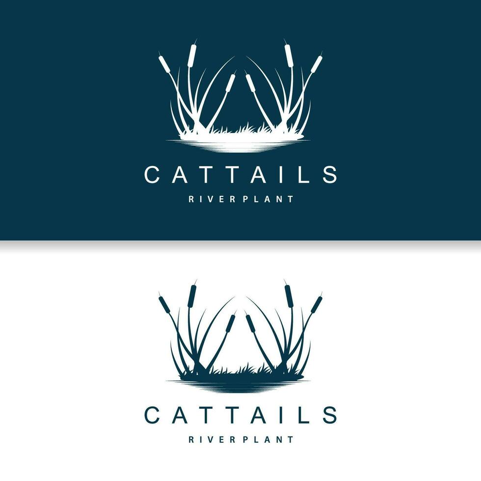 kreek en cattail rivier- logo, gemakkelijk minimalistische gras ontwerp voor bedrijf merk vector