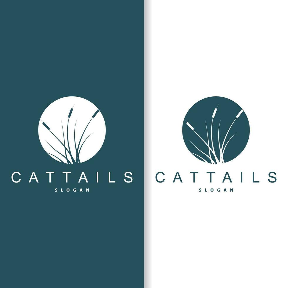 kreek en cattail rivier- logo, gemakkelijk minimalistische gras ontwerp voor bedrijf merk vector